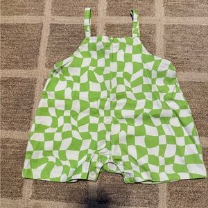 Green and White checkered Kids One Piece